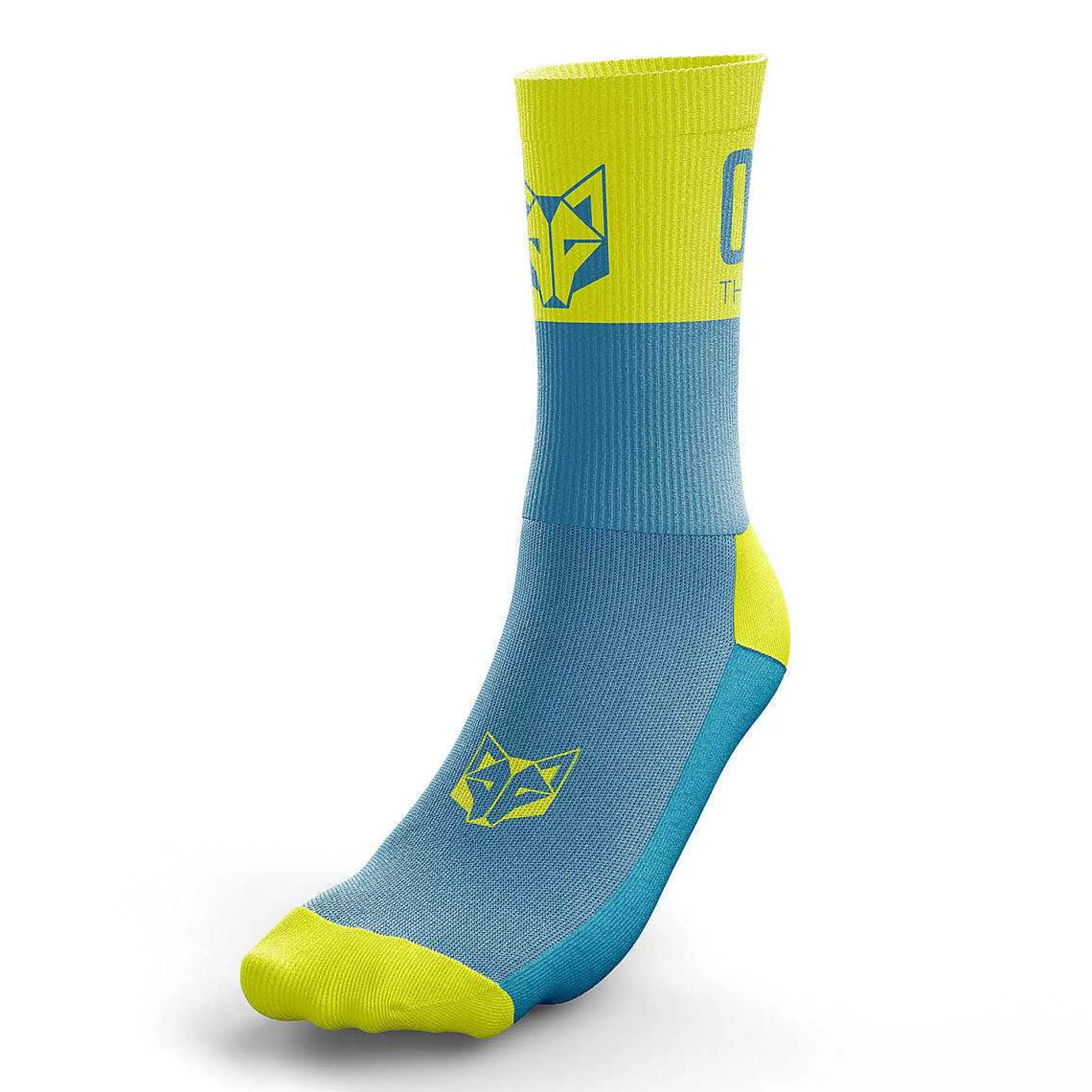 Medium Cut Multisport Socks Light Blue & Fluo Yellow*OTSO Cheap