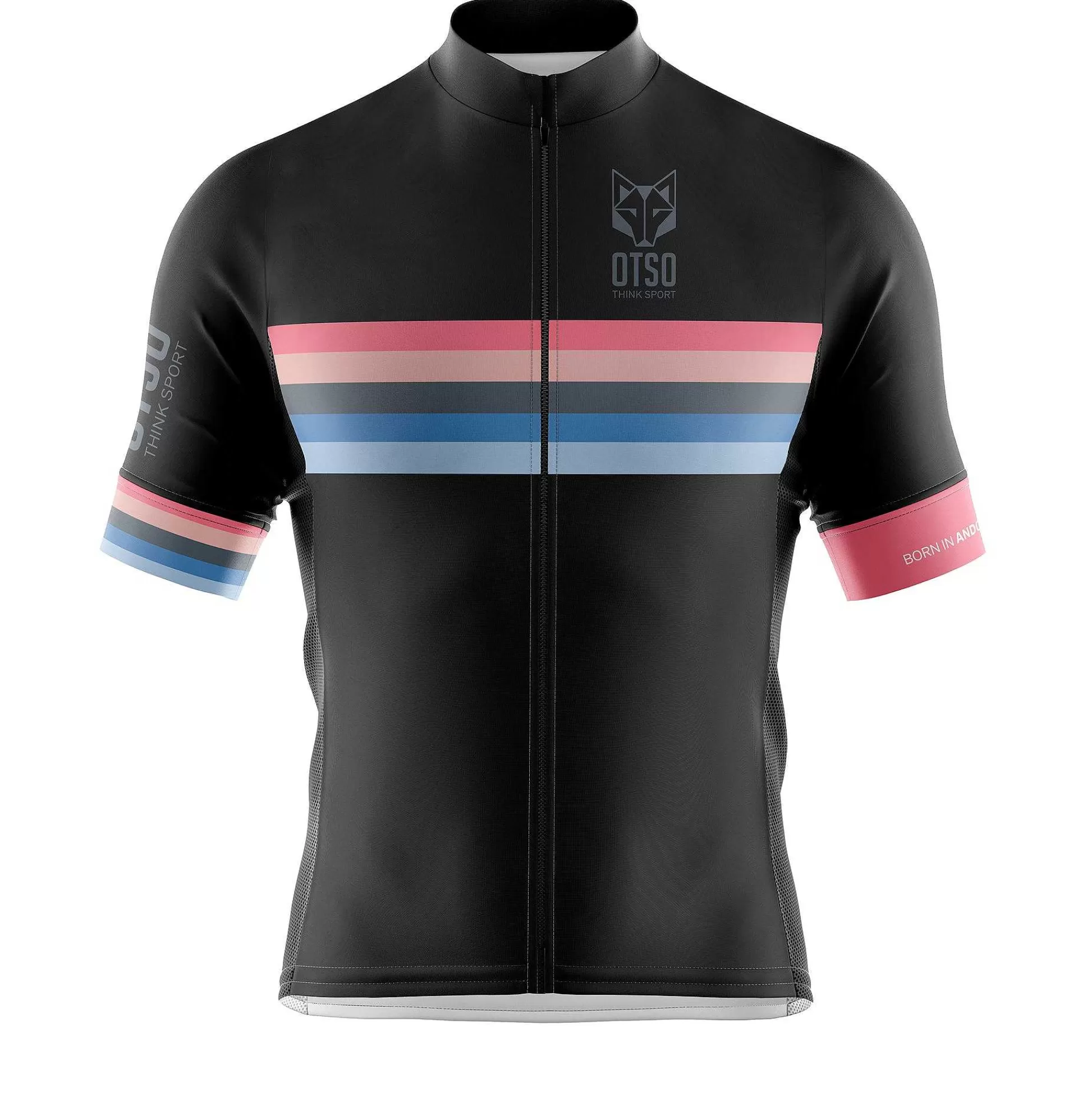 Men'S Short Sleeve Cycling Jersey Stripes Black (Outlet)*OTSO Flash Sale