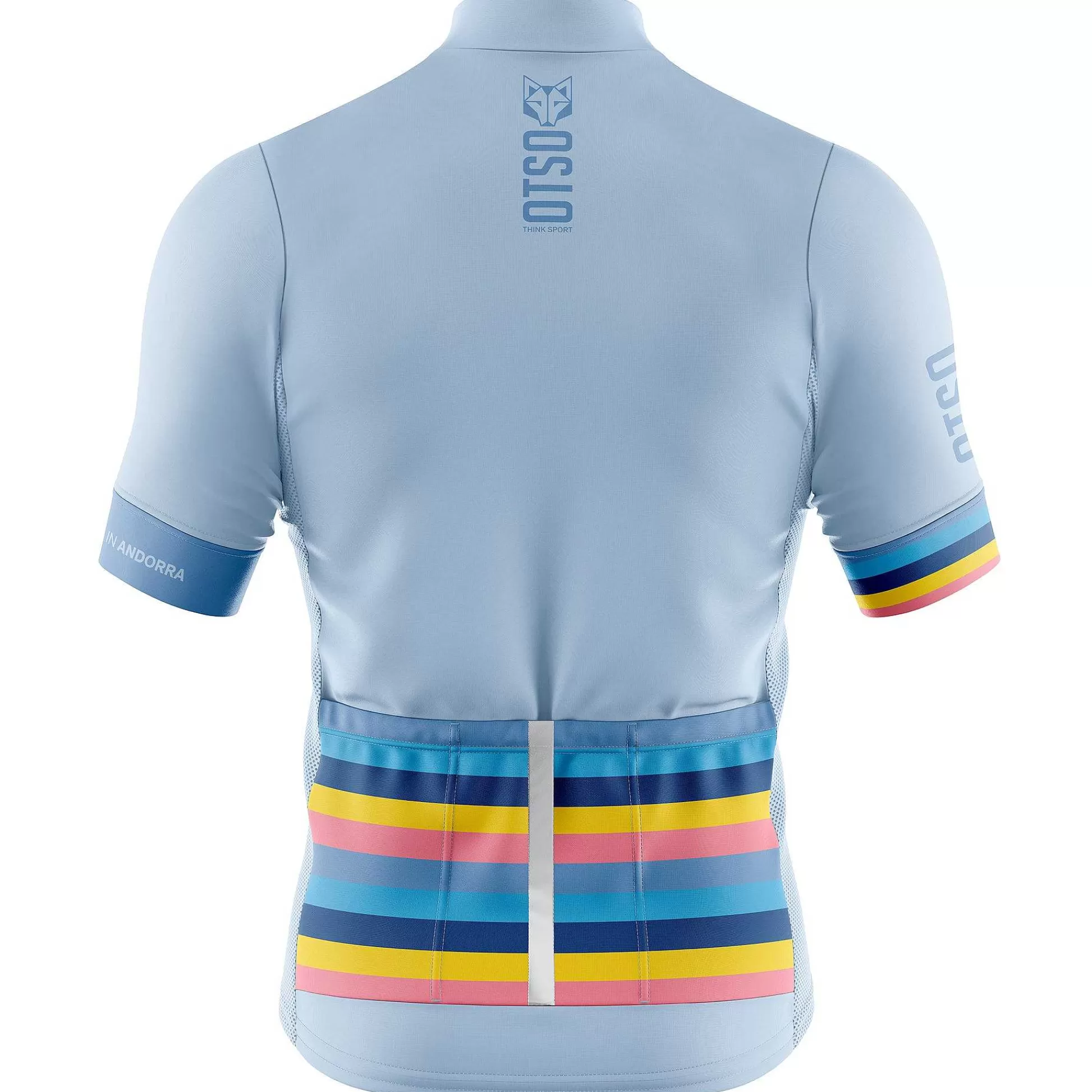 Men'S Short Sleeve Cycling Jersey Stripes Turquoise (Outlet)*OTSO Outlet