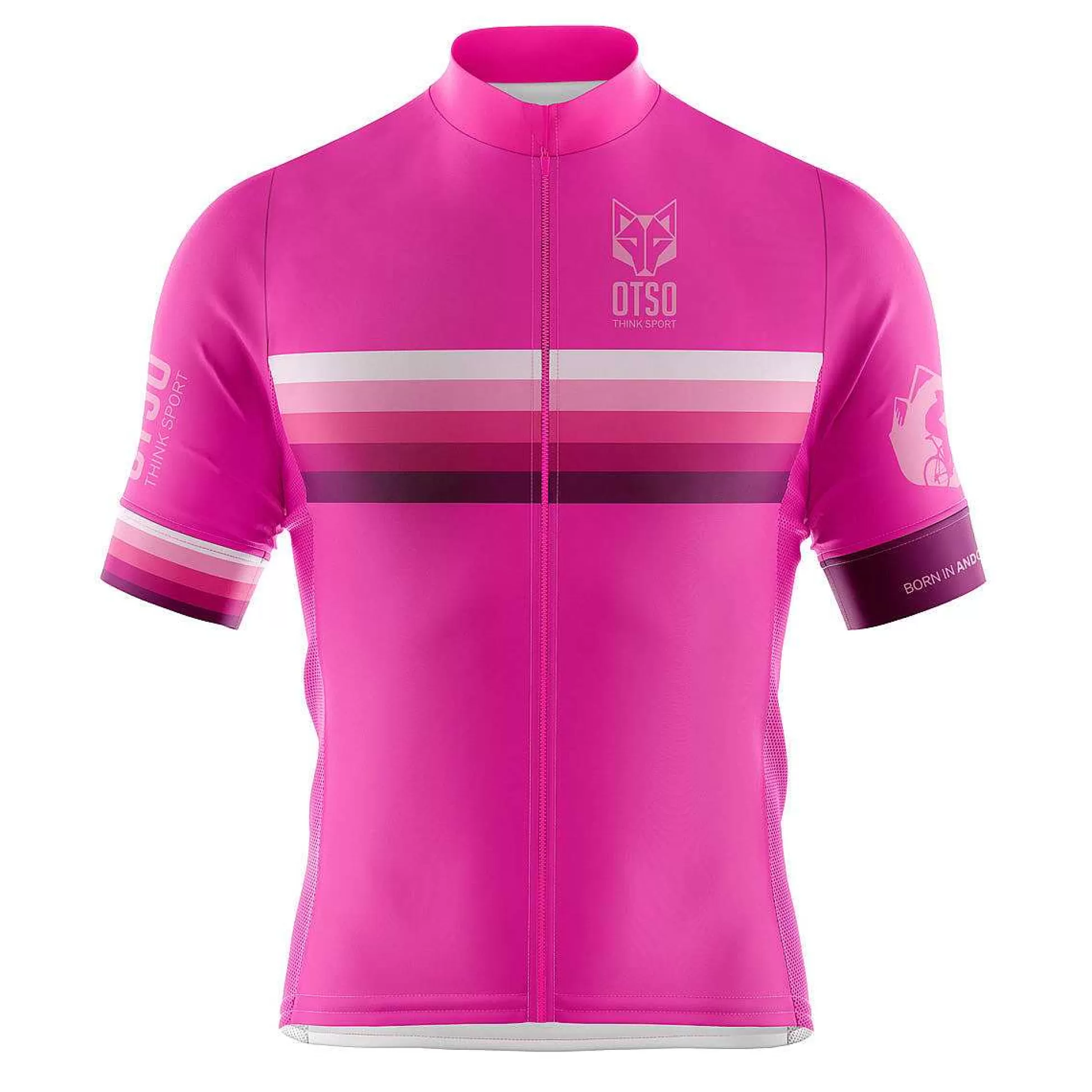 Men'S Short Sleeve Cycling Jersey-Stripes Fluo Pink (Outlet)*OTSO Hot