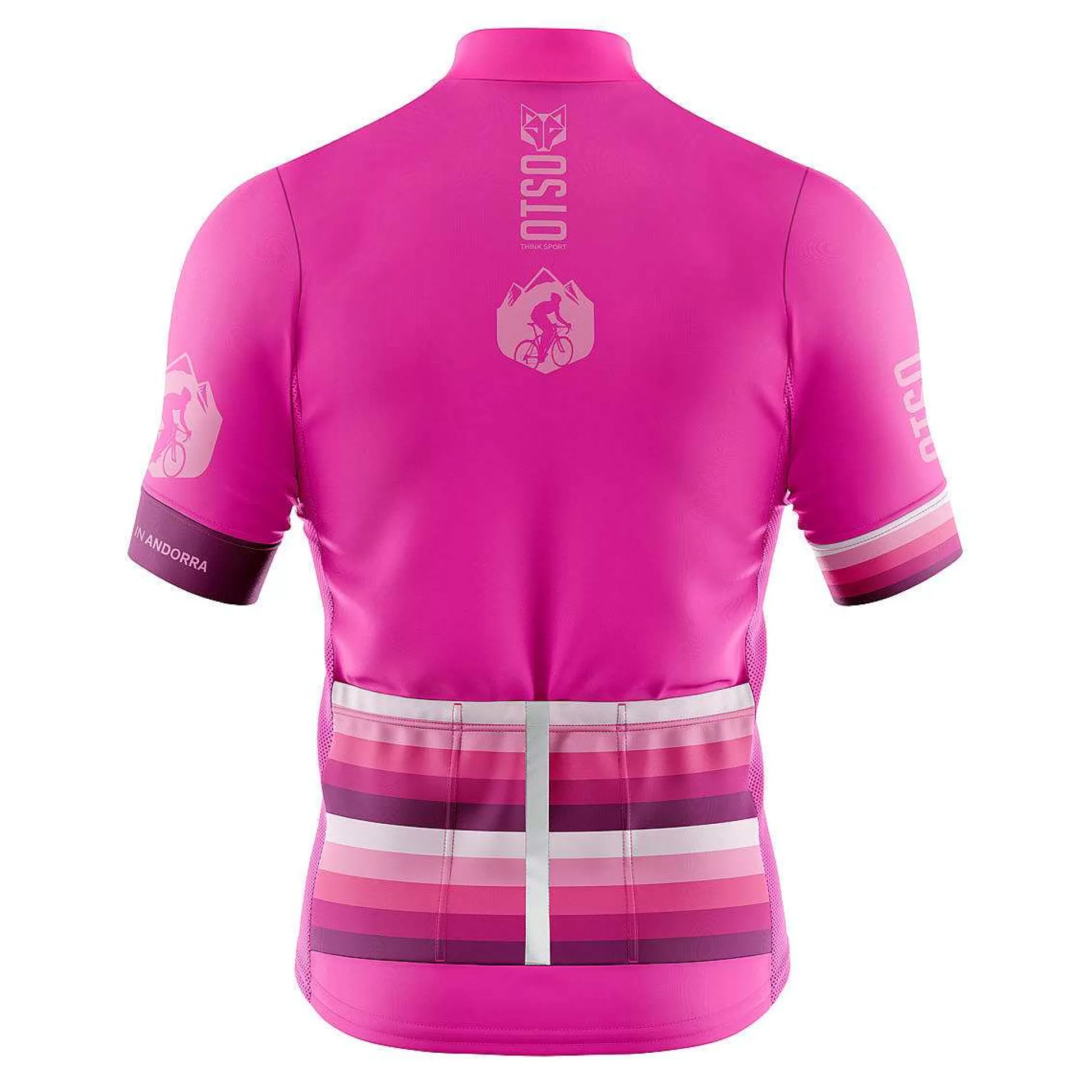 Men'S Short Sleeve Cycling Jersey-Stripes Fluo Pink (Outlet)*OTSO Hot