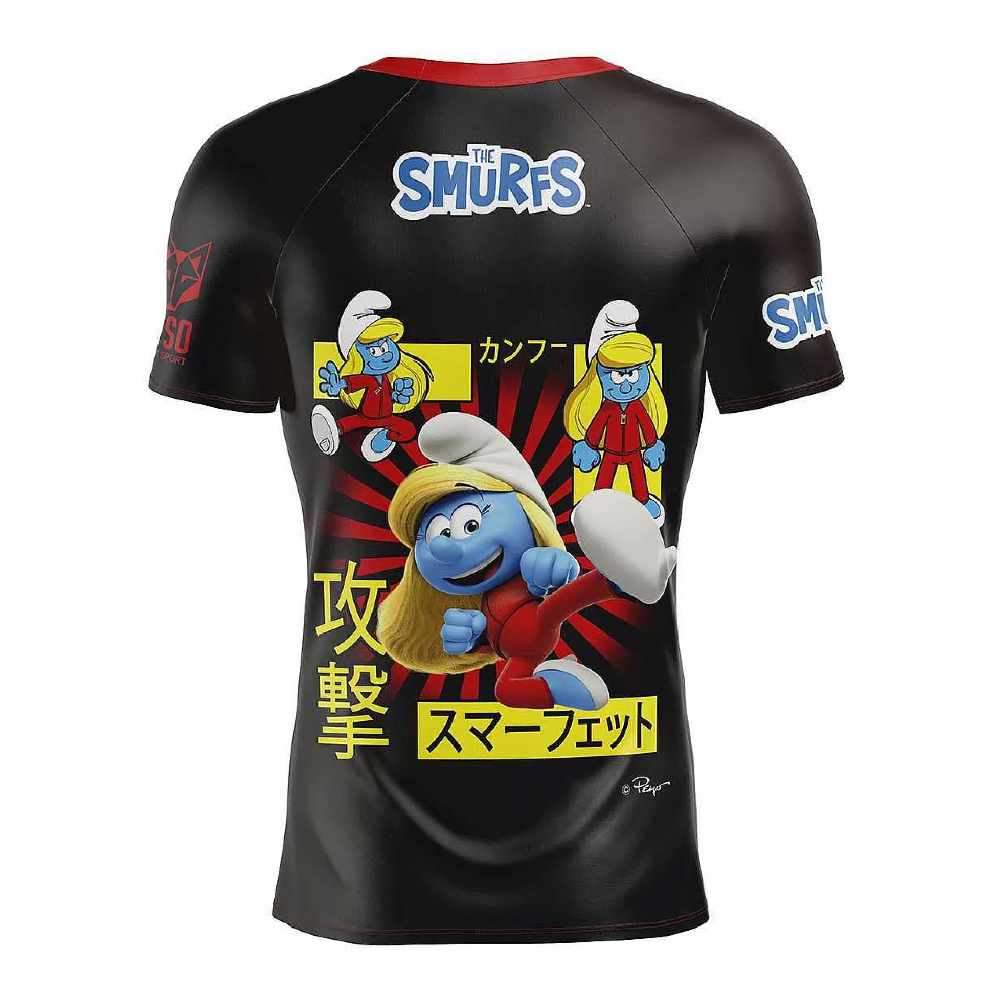 Men'S Short Sleeve Shirt Smurfs Manga Black*OTSO Fashion