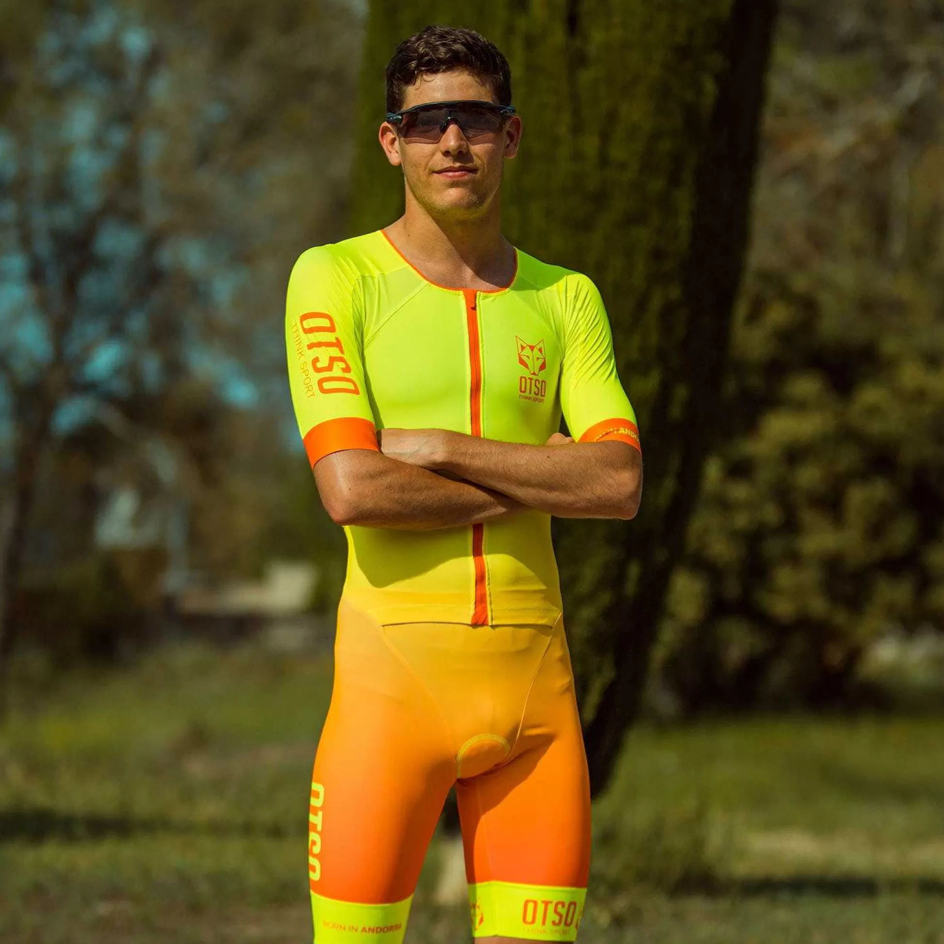 Men'S Triathlon Suit-Fluo Yellow & Fluo Orange (Outlet)*OTSO Sale