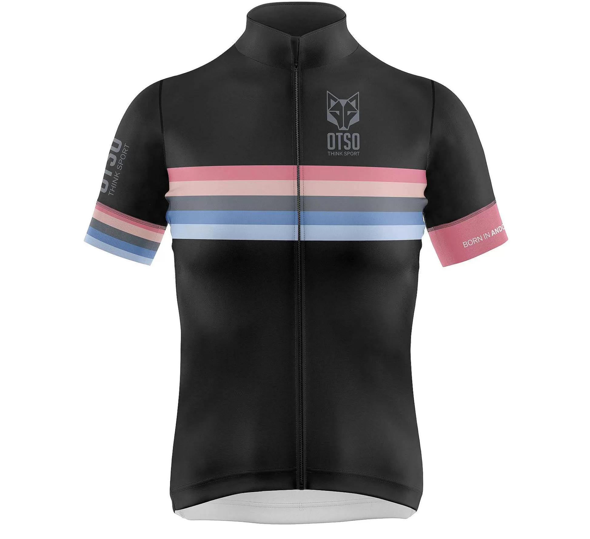 Women'S Short Sleeve Cycling Jersey Stripes Black (Outlet)*OTSO Store