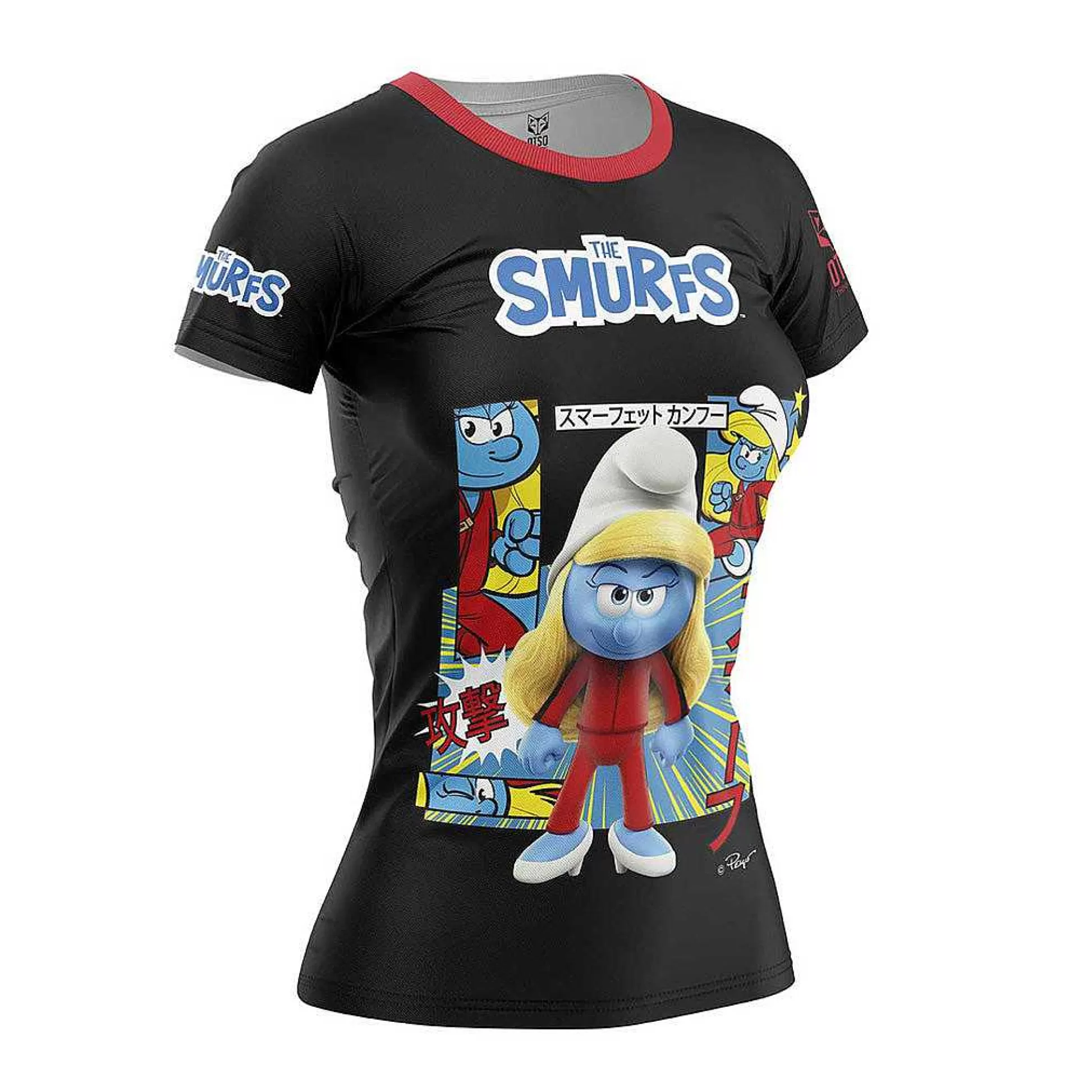 Women'S Short Sleeve Shirt Smurfs Manga Black*OTSO Cheap