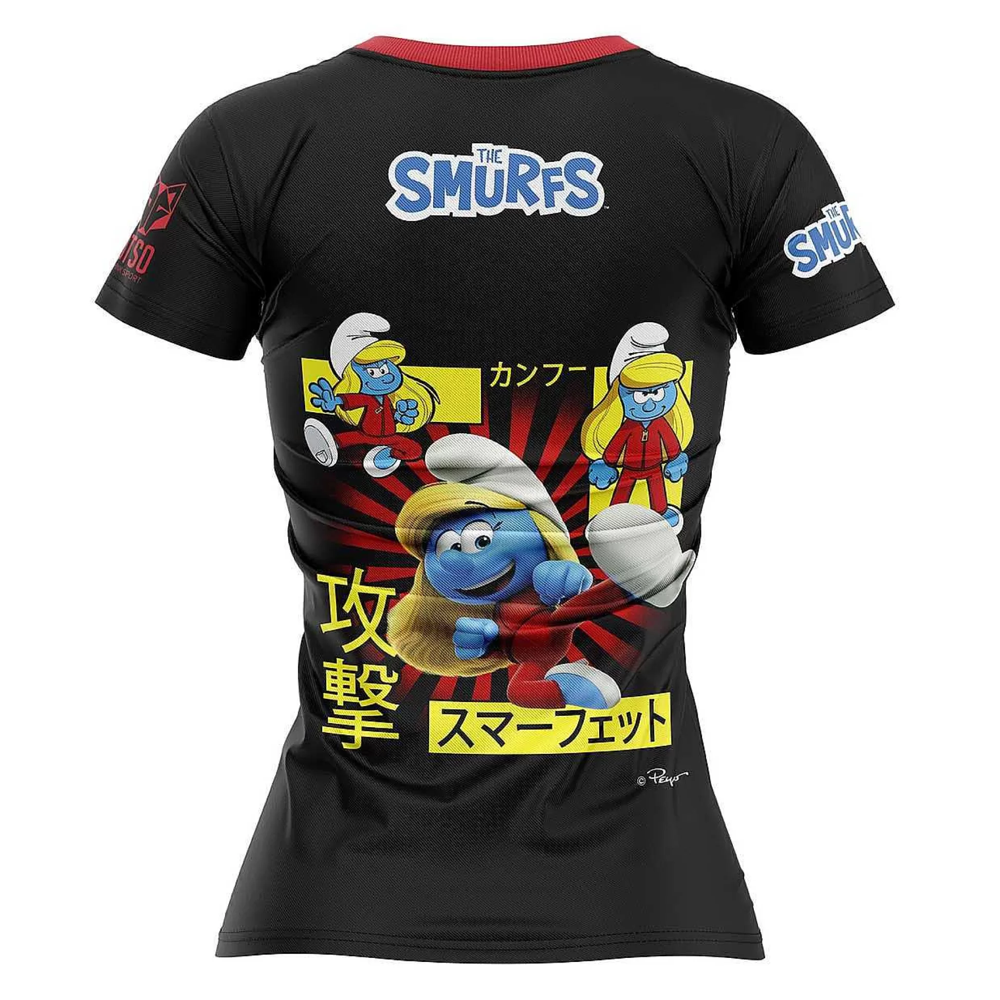 Women'S Short Sleeve Shirt Smurfs Manga Black*OTSO Cheap